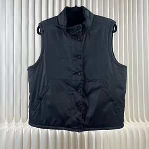 New York & Company Black Quilted Vest with Fleece Lining